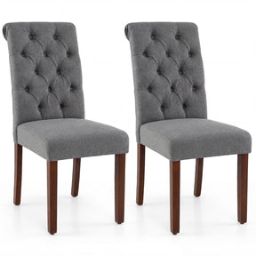 Upholstered Dining Chairs Set of 2, Button Tufted Chairs w/Padded Seat & Backrest