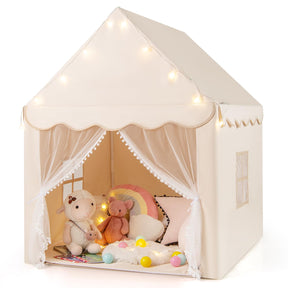 Kids Play Tent, Large Playhouse with Star Ornaments, Washable Mat, Windows