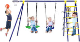 5-in-1 Outdoor Backyard Kids Swing Set with A-Shaped Metal Frame