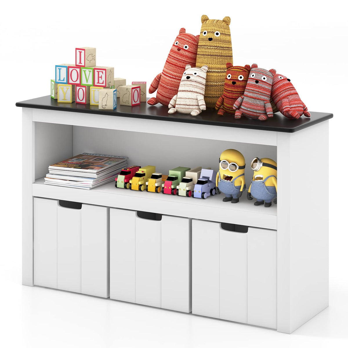 Giantex Kid's Toy Cabinet, Chest of Drawers w/ 3 Drawers on Castors