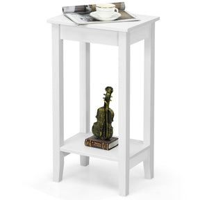 Giantex End Table, Versatile 2-Tier Tall Side Table with 4 Solid Wood Legs, Rectangle Narrow Compact Storage End Table