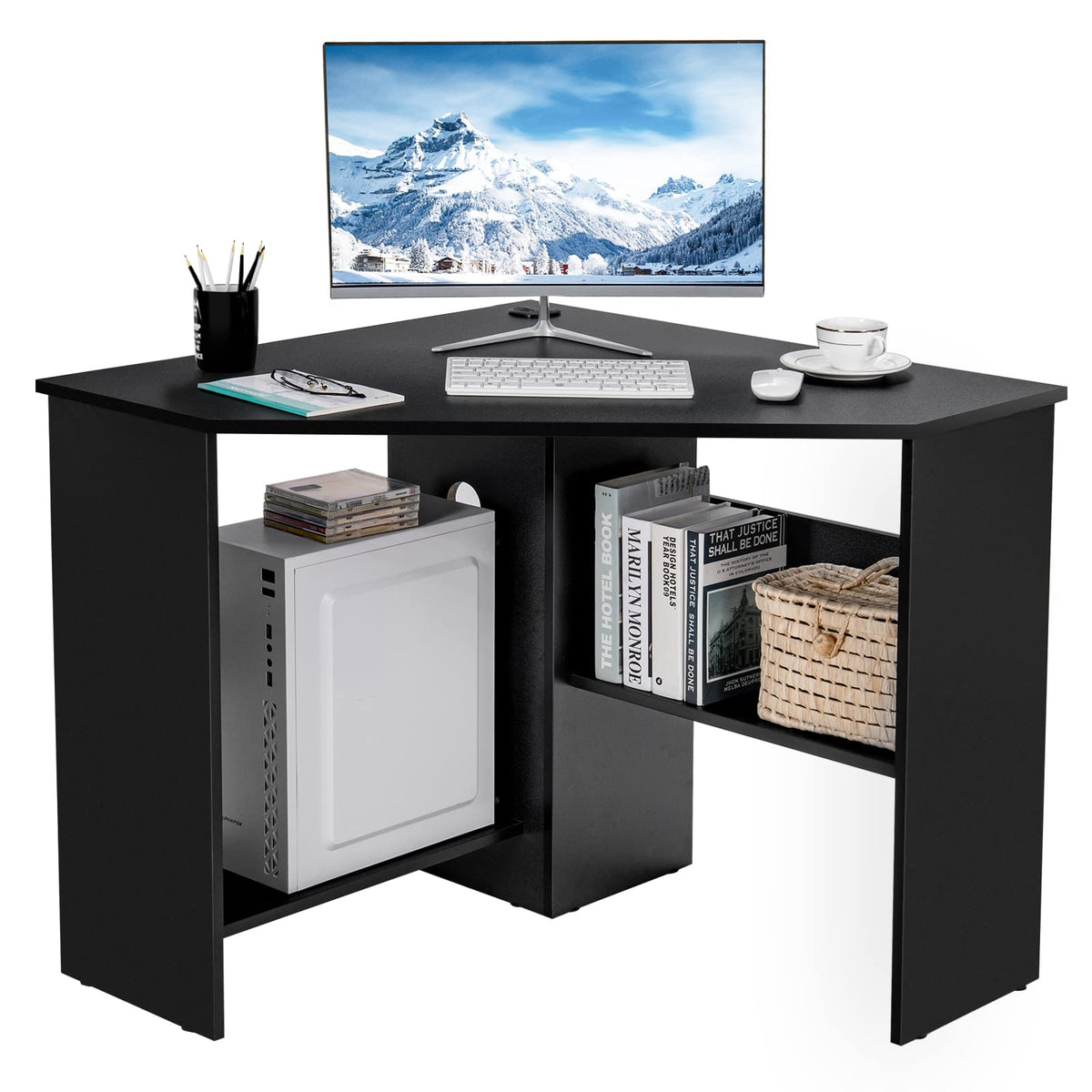 Compact Corner Desk, Corner Study Working Table