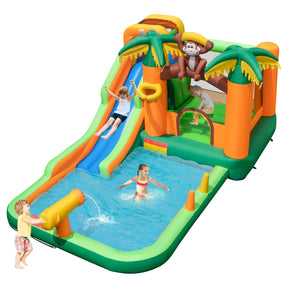 HONEY JOY Inflatable Water Slide, 7-in-1 Bounce House Water Park w/Splash Pool, Water Cannon