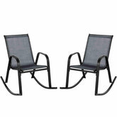 2pcs Patio Rocking Ergonomic Chair w/Sturdy Metal Rocker &Breathable Fabric Seat