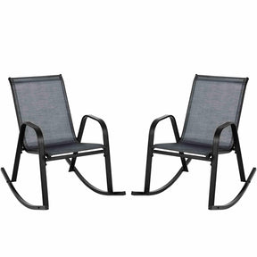2pcs Patio Rocking Ergonomic Chair w/Sturdy Metal Rocker &Breathable Fabric Seat