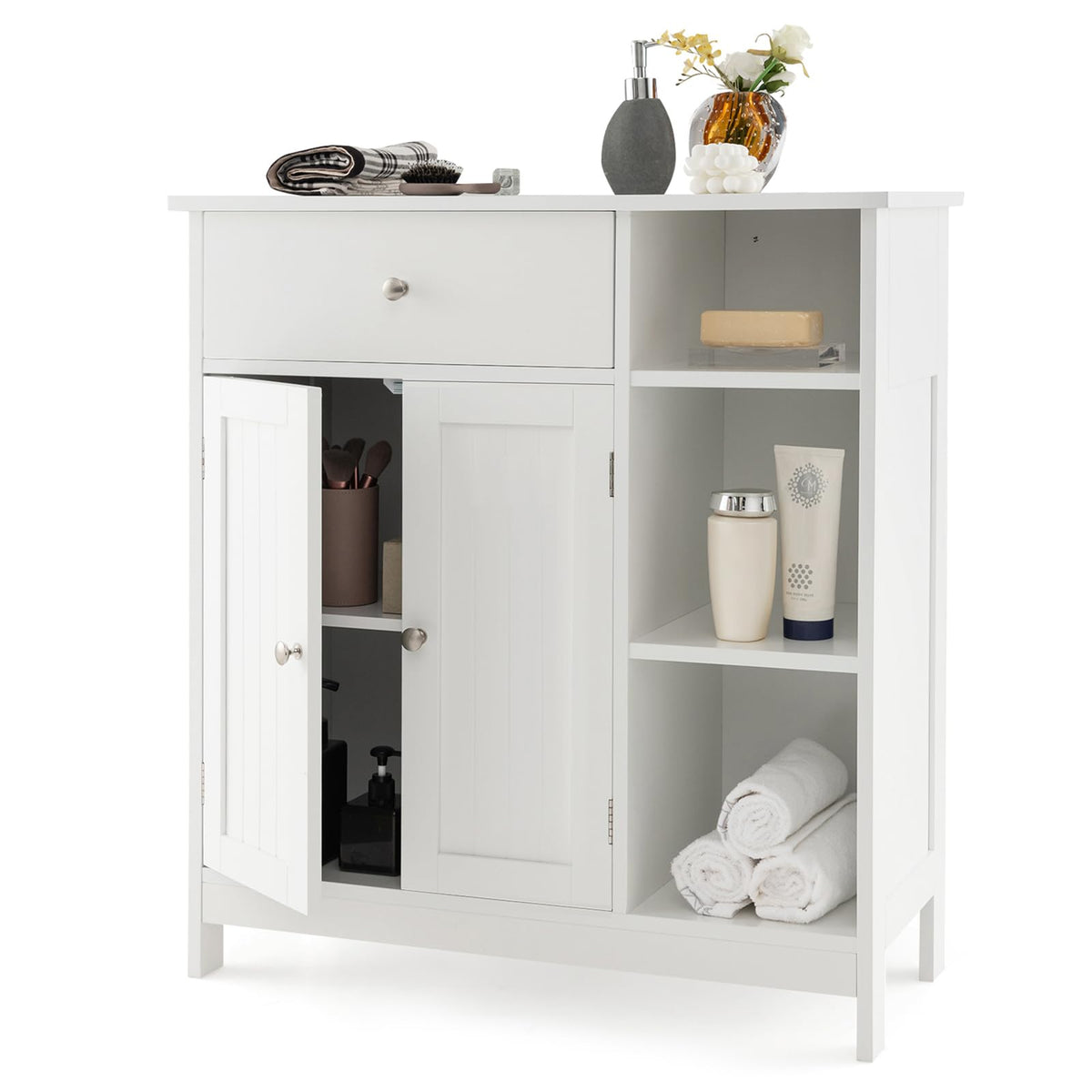 Giantex Bathroom Floor Cabinet, Freestanding Kitchen Cupboard Storage Organizer