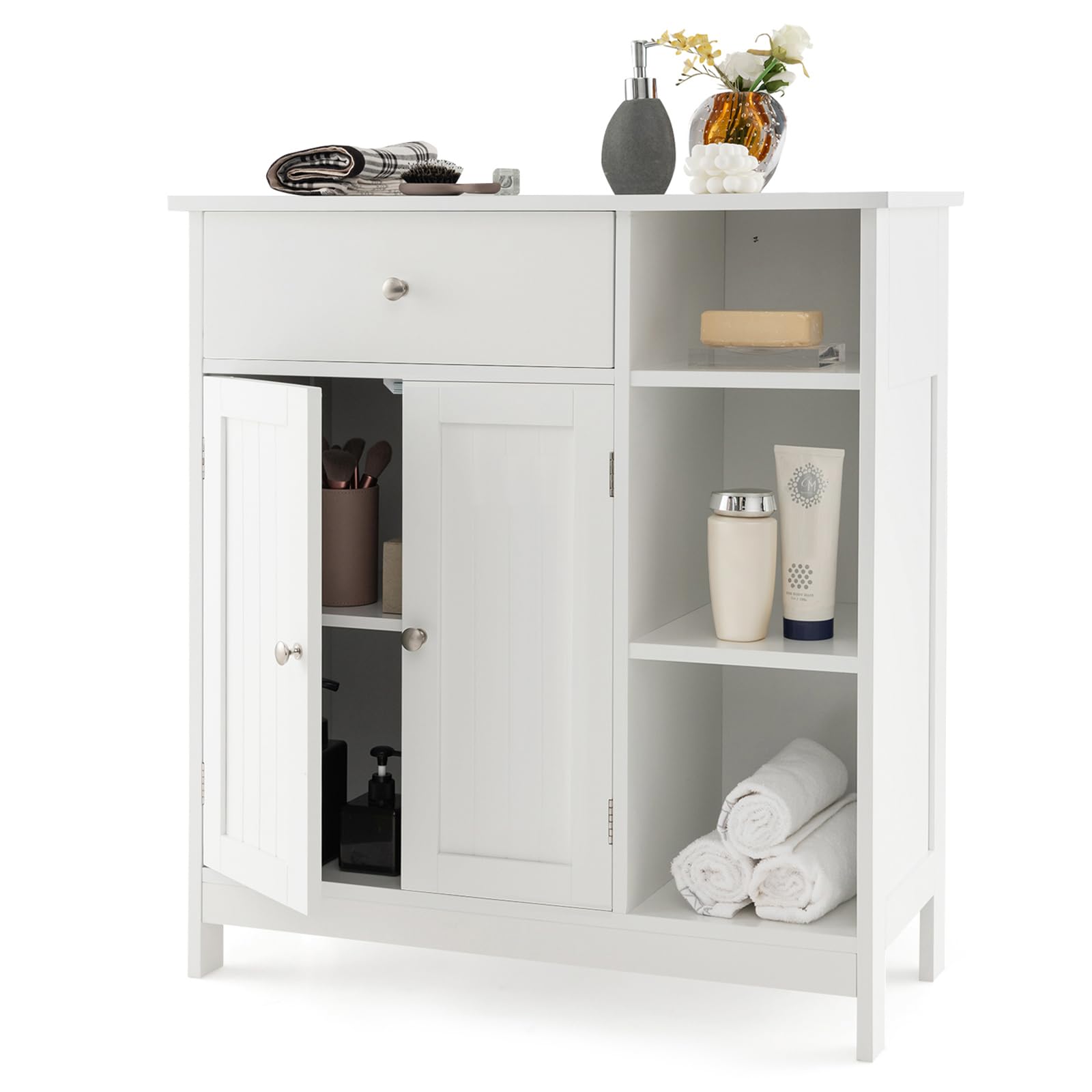 Giantex Bathroom Floor Cabinet, Freestanding Kitchen Cupboard Storage Organizer
