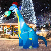 3.1M Christmas Inflatable Lighted Green Dinosaur with Hat