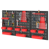 9-Bin Parts Rack Organizer with Tool Holders and Hooks