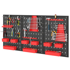 9-Bin Parts Rack Organizer with Tool Holders and Hooks
