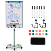 100x65cm Rolling Magnetic Whiteboard w/Height Adjustable Stand