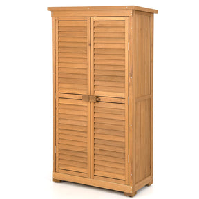 1.6M Outdoor Wooden Storage Shed Solid Wood Garden Tool Cabinet