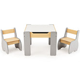 HONEY JOY Kids Table and Chair Set, 3-in-1 Wooden Activity Table and 2 Chairs for Drawing, Studying