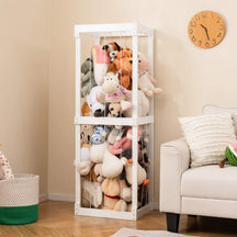 300L Large Stuffed Animal Storage, Space-saving Plush Toy Cage w/Open Top & Elastic Cords