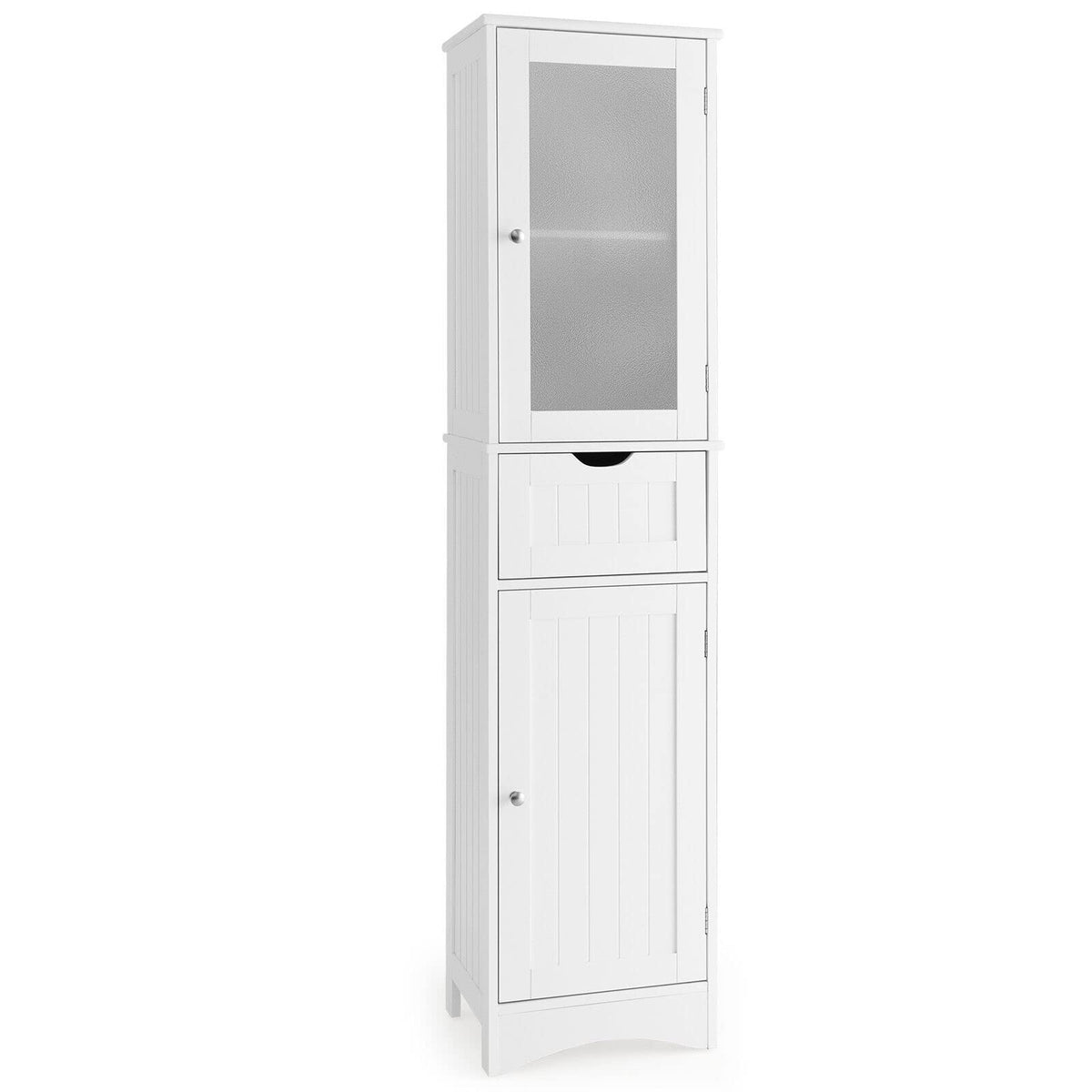 Giantex Freestanding Storage Cabinet, 170 cm Tall Slim Bathroom Cabinet with 2 Adjustable Shelves, 2 Doors and 1 Drawer