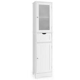 Giantex Freestanding Storage Cabinet, 170 cm Tall Slim Bathroom Cabinet with 2 Adjustable Shelves, 2 Doors and 1 Drawer