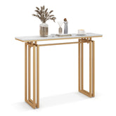 Giantex 110cm Console Table, Faux Marble Sofa Table w/Sturdy Metal Legs