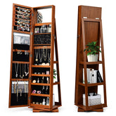 Giantex 360 Rotating Mirrored Jewelry Cabinet, Free Standing Jewelry Armoire, Full Length Mirror