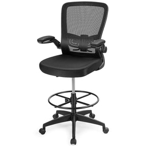Adjustable Drafting Chair, 360° Swivel Designed Mesh Fabric Chair w/Lumbar Support