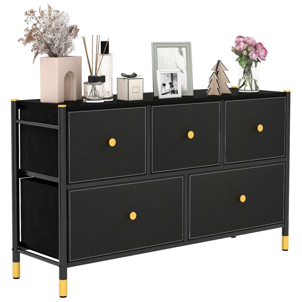 Giantex Dresser with 5 Drawers, Fabric Dresser Tower