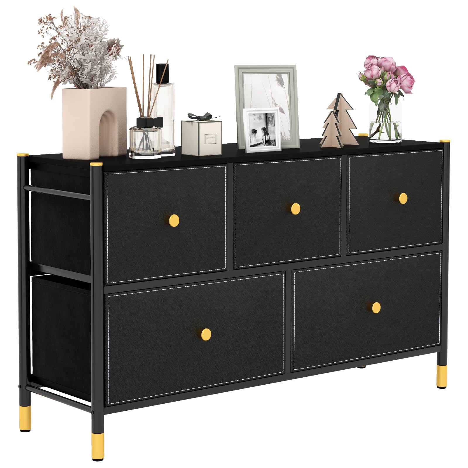Giantex Dresser with 5 Drawers, Fabric Dresser Tower