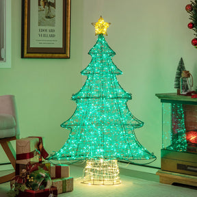 124CM Pre-lit Artificial Christmas Tree, Xmas Tree Decor with 520 LED Lights, Top Star