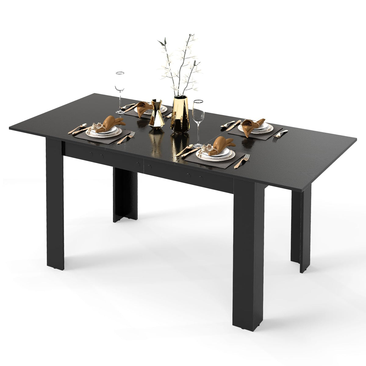 Extendable Dining Table Kitchen Industrial Table w/ Adjustable Tabletop