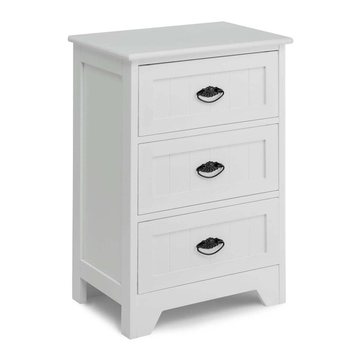 3 Drawers Nightstand, Accent Bedside End Table w/Vintage Handle, Anti-Toppling Device