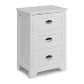 3 Drawers Nightstand, Accent Bedside End Table w/Vintage Handle, Anti-Toppling Device