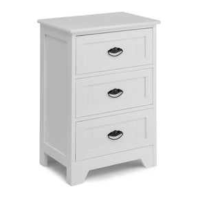 3 Drawers Nightstand, Accent Bedside End Table w/Vintage Handle, Anti-Toppling Device