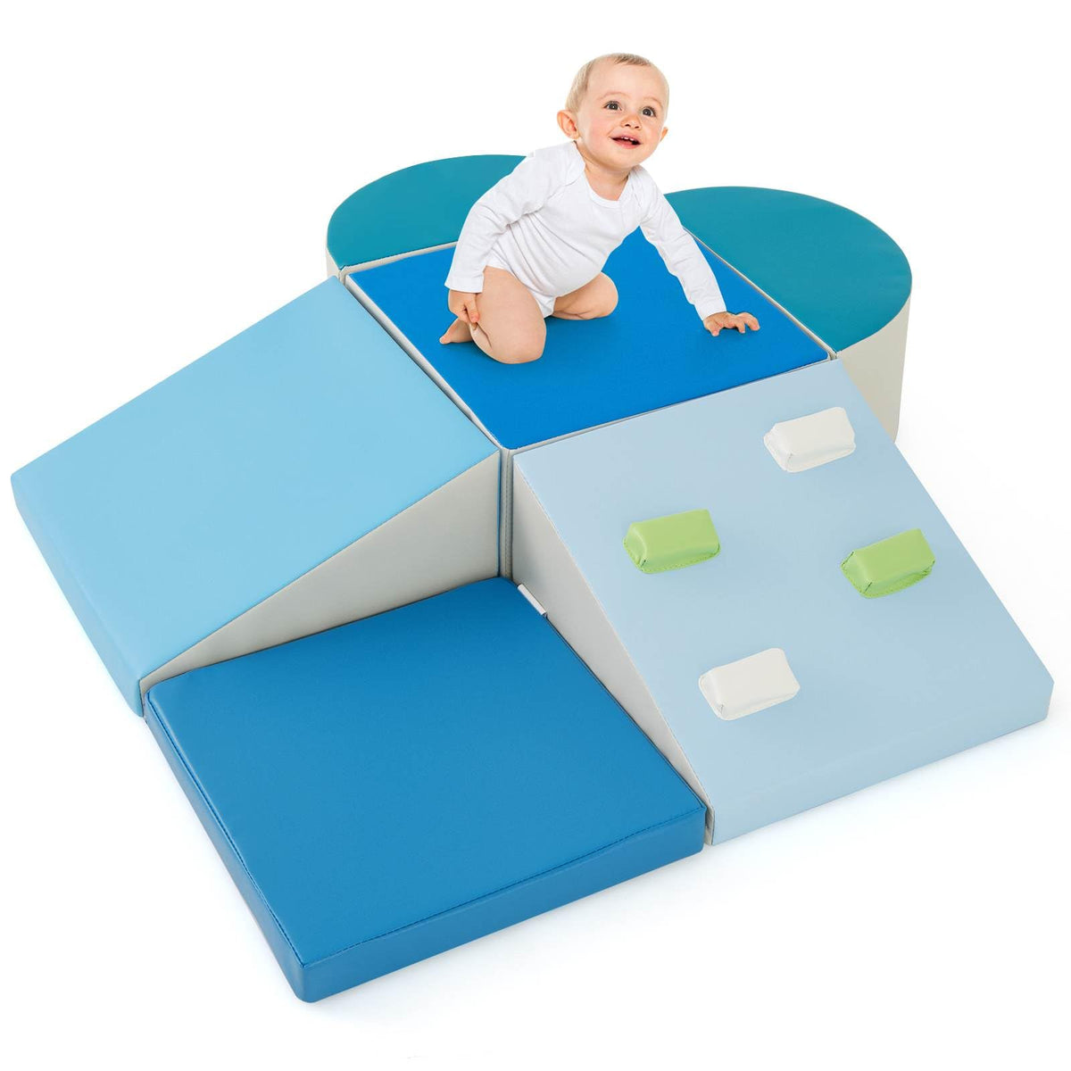 6-Piece Foam Climbing Blocks, Lightweight Soft Climbing Indoor Set with Hook and Loop Fasteners