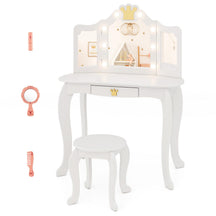 Kids Vanity Set with 3-Color Adjustable Lighted Mirror