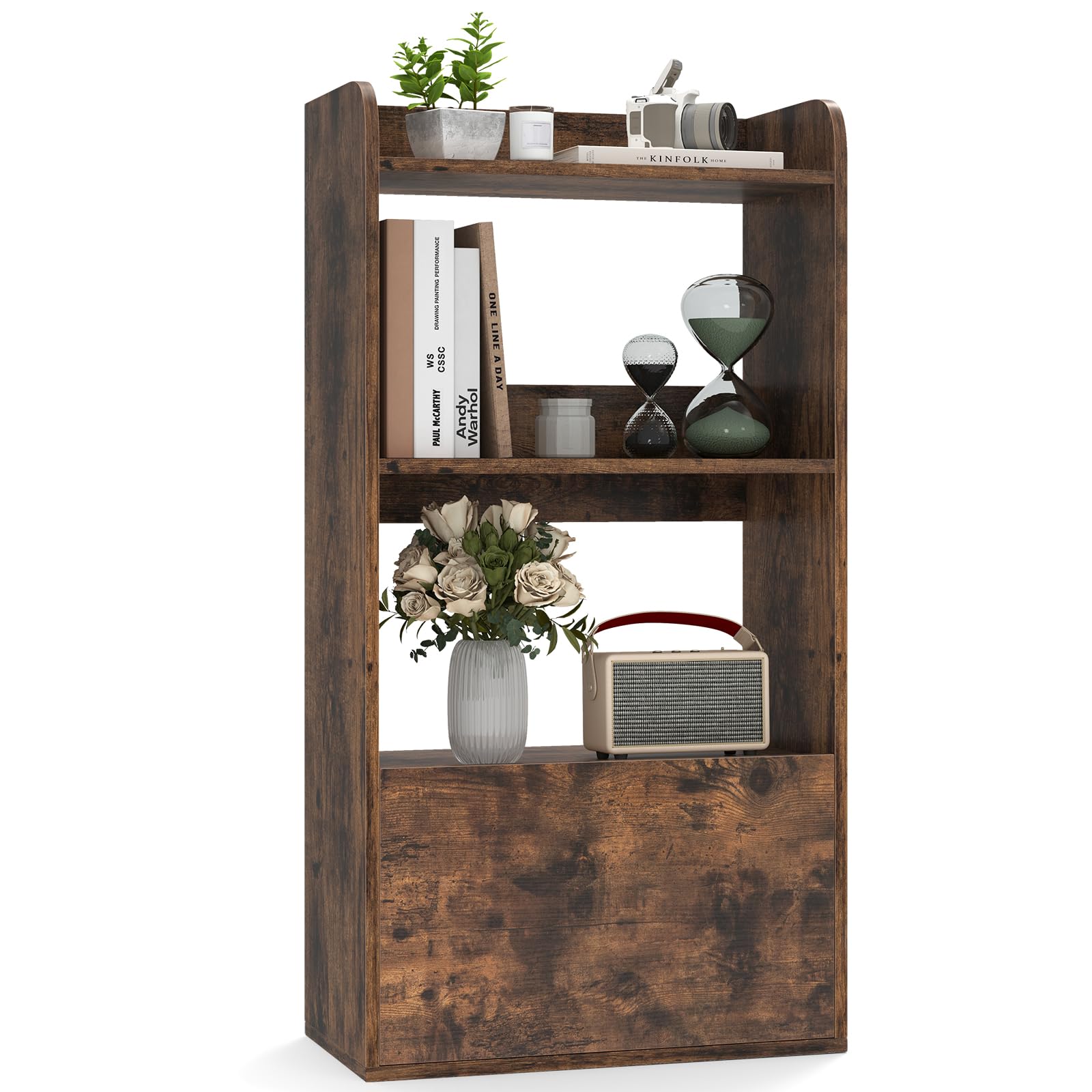Bookcase with Drawer Freestanding Bookshelf Storage Rack for Living Room