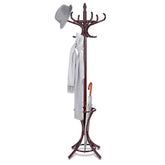 Coat Rack, Free Standing Coat Rack, Solid Wood Coat Tree w/ 12 Hooks & Umbrella Holder, Solid Wood Structure, Stable Base, Standing Rack for Hallway
