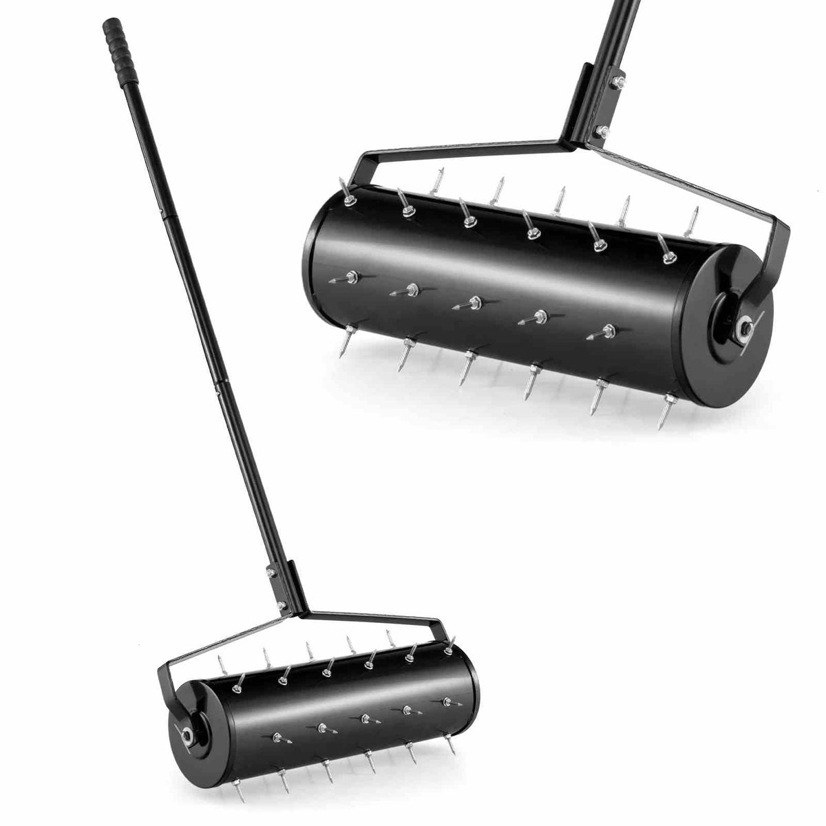 Heavy-Duty Rolling Aerator w/ Lawn Soil Penetrating Spikes & 130 cm Handle