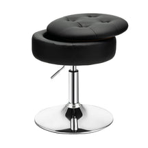 Vanity Stool with Storage, 360° Swivel PU Leather Vanity Chair, 50-66cm Height Adjustable Makeup Stool with Flipped Lid
