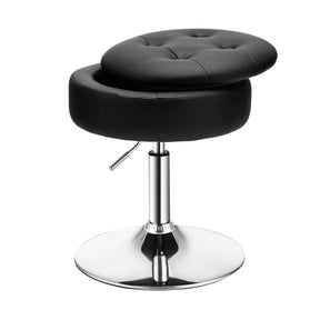 Vanity Stool with Storage, 360° Swivel PU Leather Vanity Chair, 50-66cm Height Adjustable Makeup Stool with Flipped Lid