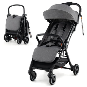 Lightweight Baby Stroller, Folding Infant Toddler Stroller w/Backrest, Storage Basket,Footrest & Canopy