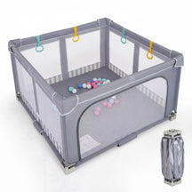 Baby Playpen 127 x 127cm, BPA-Free Foldable Toddlers Safety Fence Play Yard with Zipper Gate