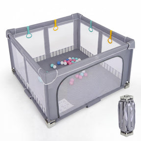 Baby Playpen 127 x 127cm, BPA-Free Foldable Toddlers Safety Fence Play Yard with Zipper Gate