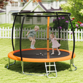 12FT 10FT 8FT Outdoor Trampoline, Heavy-Duty Recreational Trampoline with Safety Enclosure Net