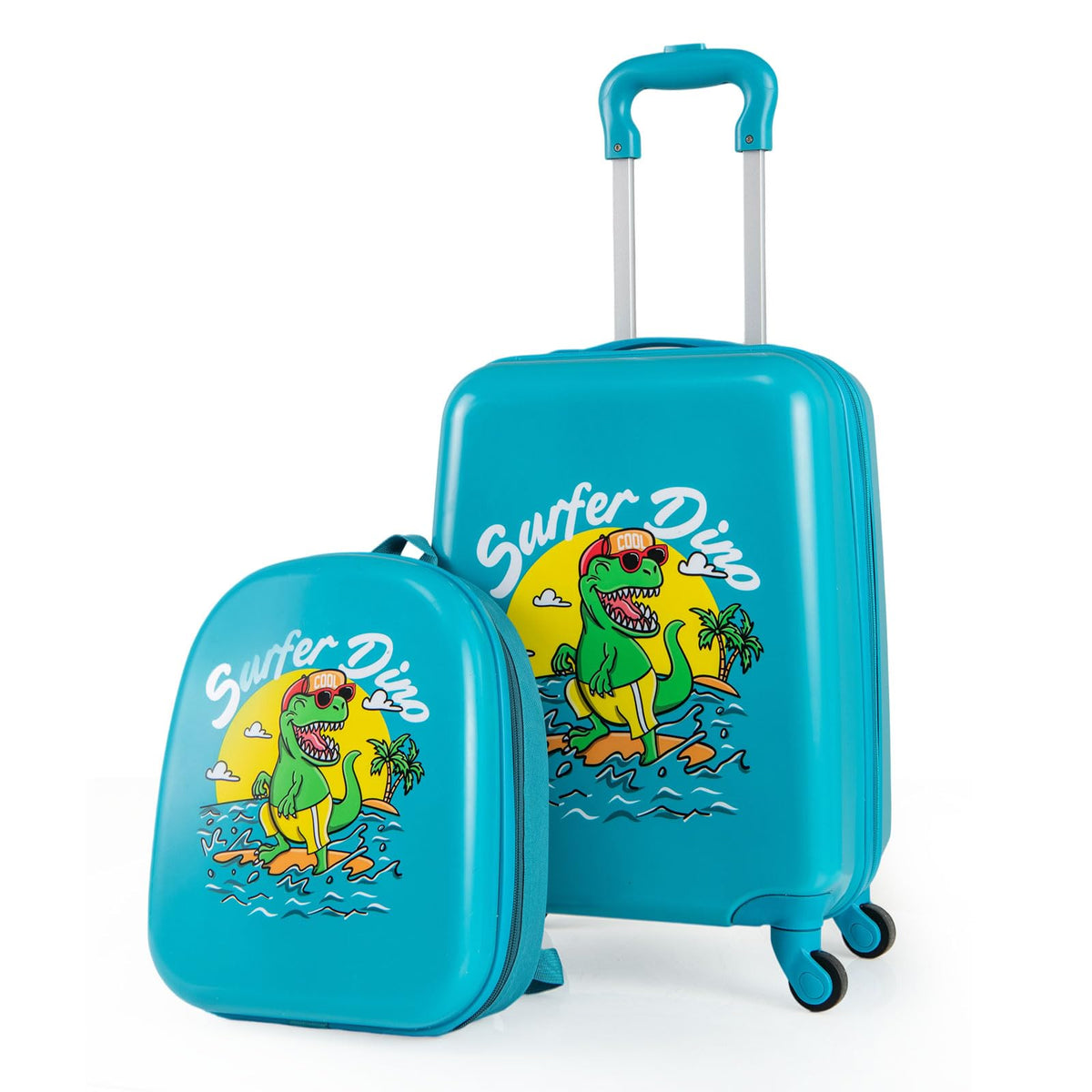 2 PCS Kids Luggage Set, 13" Travel Backpack and 16" Carry-on Suitcase with Spinner Wheels