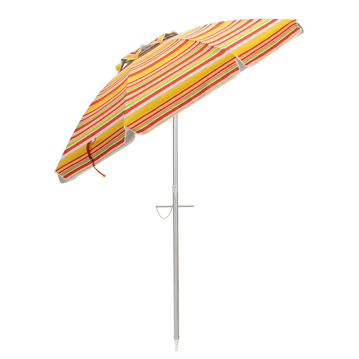 198cm Beach Umbrella w/Sand Anchor, Outdoor Patio Umbrella w/Push Button Tilt & UPF 50+ Protection