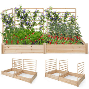 Raised Garden Bed w/ 2 Planter Boxes & 3 Trellis