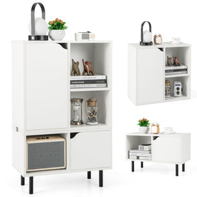 Giantex Stackable Bookcase, Combination Lattice Cabinet, Floor Open Bookshelf w/Adjustable Shelf & Cubes