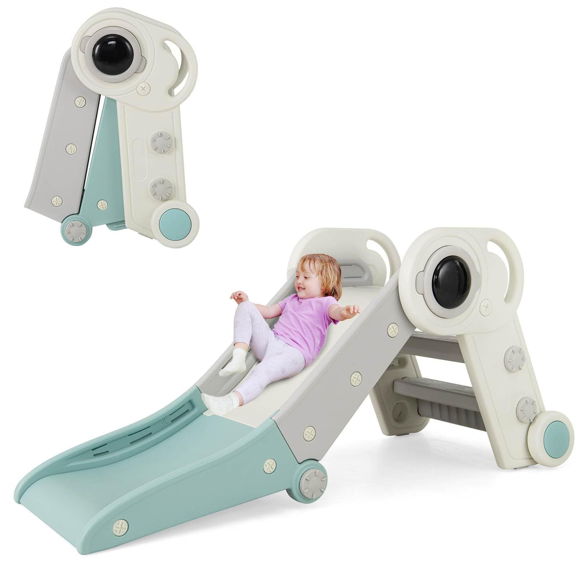 Kids Slide, Indoor Kids Folding Freestanding Slides w/Climber
