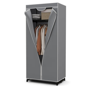 Giantex Fabric Wardrobe, Portable Single Clothes Closet w/Hanging Rail