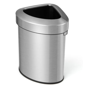 60L Stainless Corner Steel Trash Bin with Anti-slip Bottom for Narrow Space Kitchen Living Room