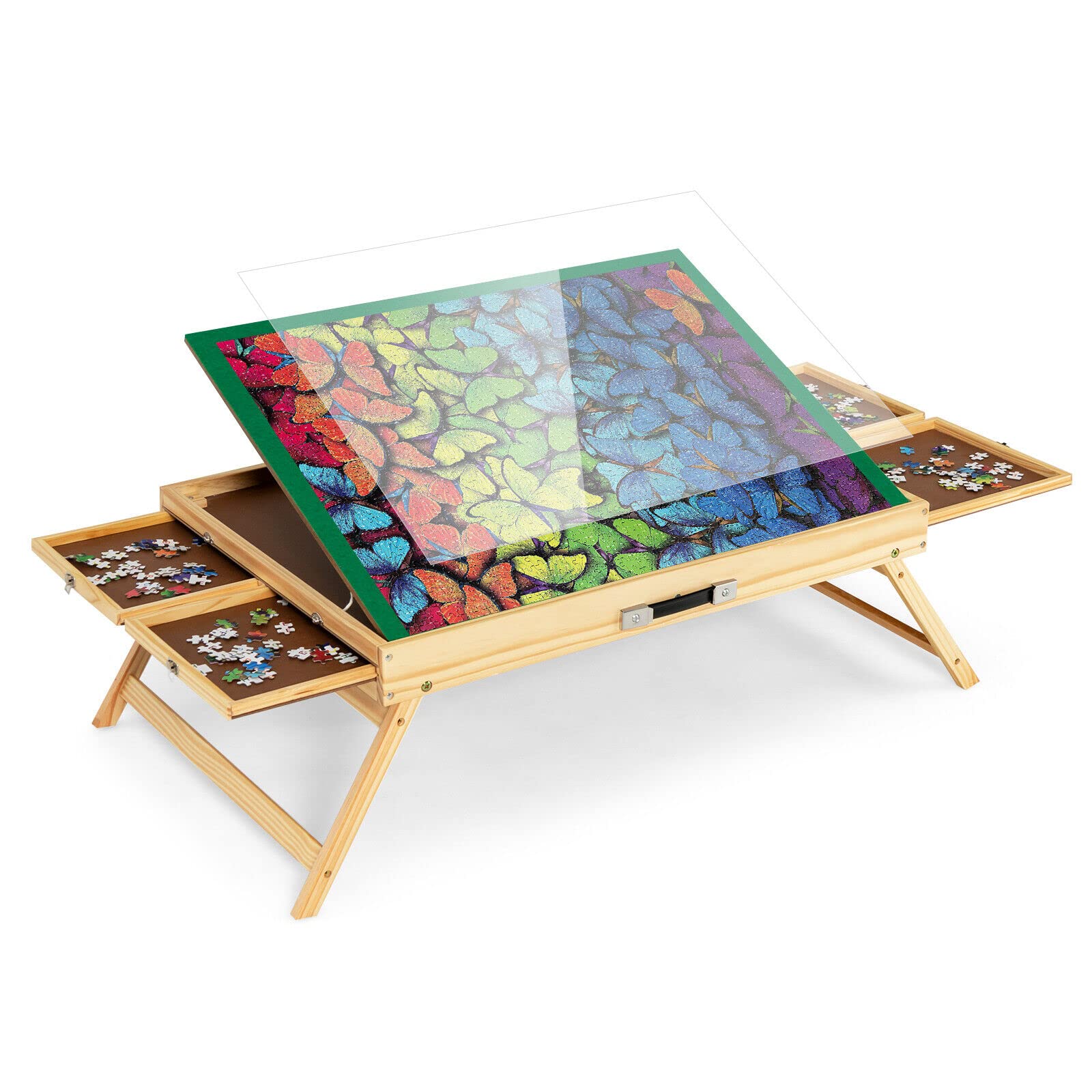 HONEY JOY 1000 PCS Portable Puzzle Table, 3-Angle Adjustable Jigsaw Board with Anti-Slip Felt, Folding Legs