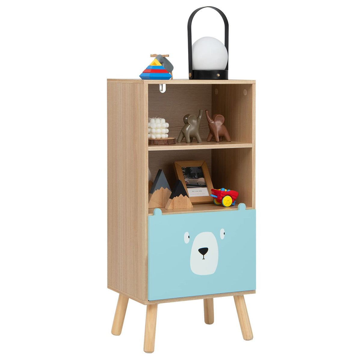 HONEY JOY 3-Tier Kids Wooden Bookshelf, Storage Shelf for Toddlers
